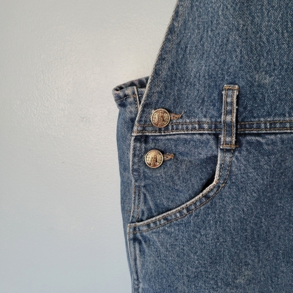 Vntg Viridiana Farm Bib Denim Overall Blue Size YOUTH Size 16 Adult XS-S? - Picture 8 of 13